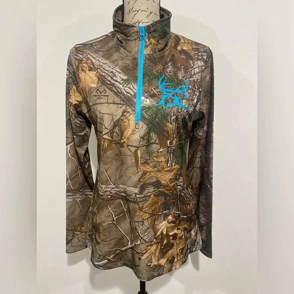 Bushmaster Women's Large Camouflage Lightweight 1/4 Zip Jacket Shirt Realtree